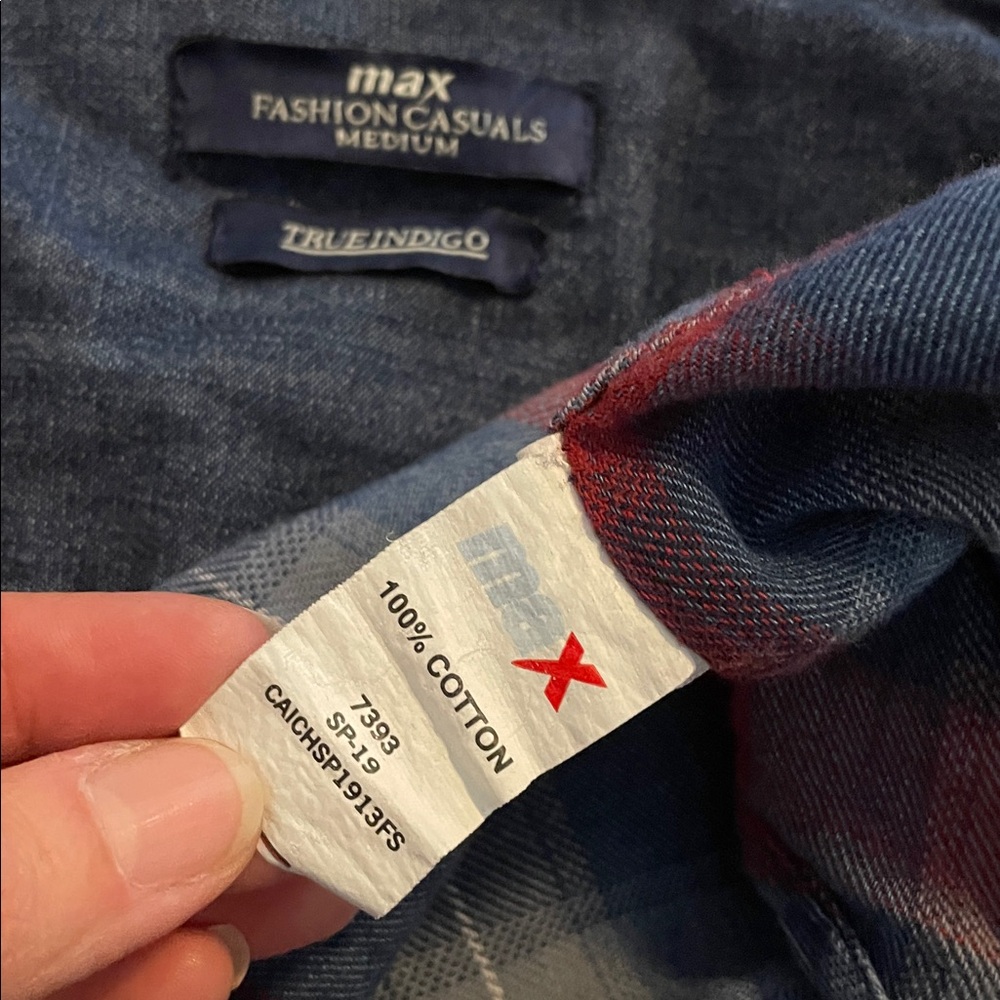 Max Fashion M Casuals Red and Blue Plaid Shirt - Picture 2 of 2